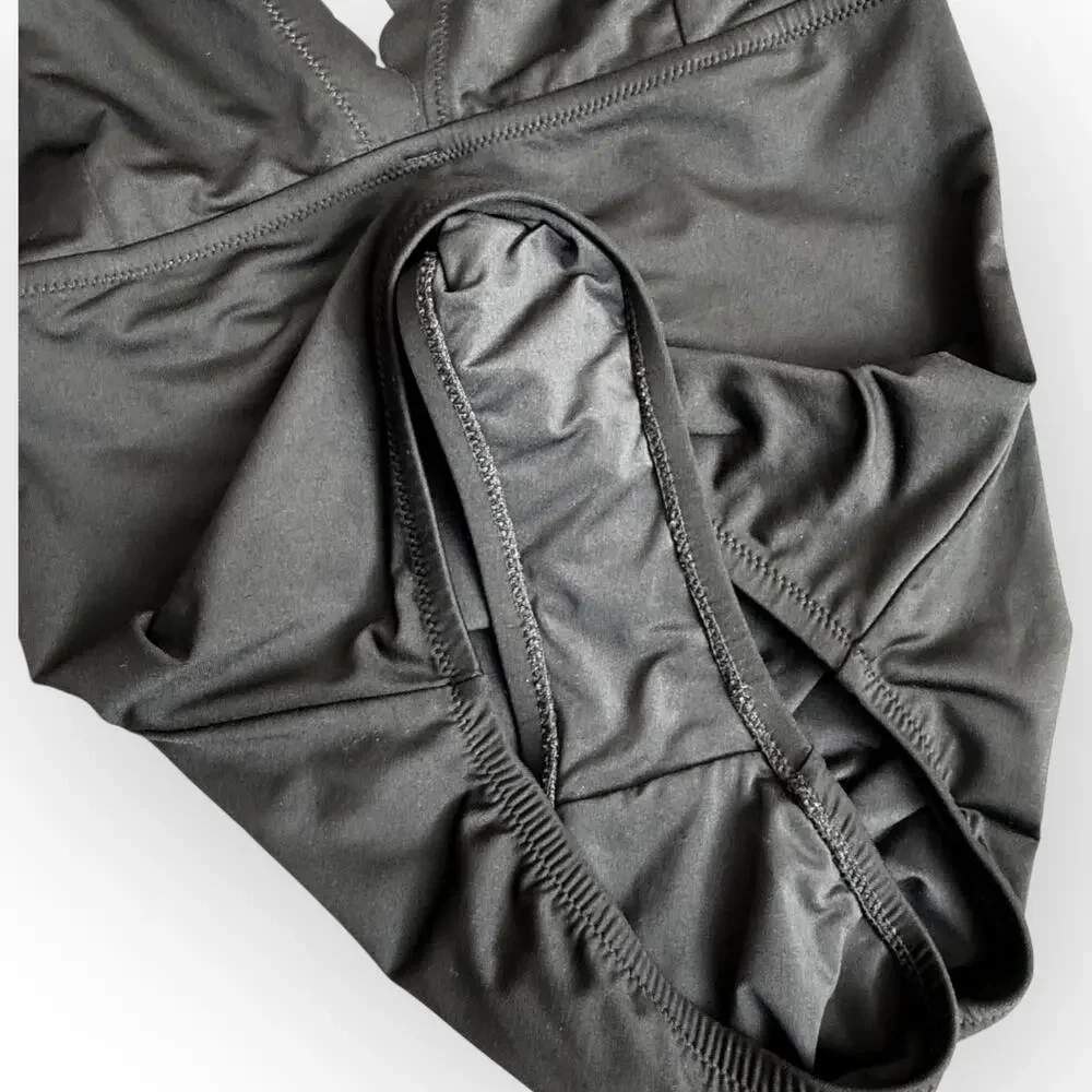J. Crew Factory Black One-Piece Swimsuit with Scallop Trim